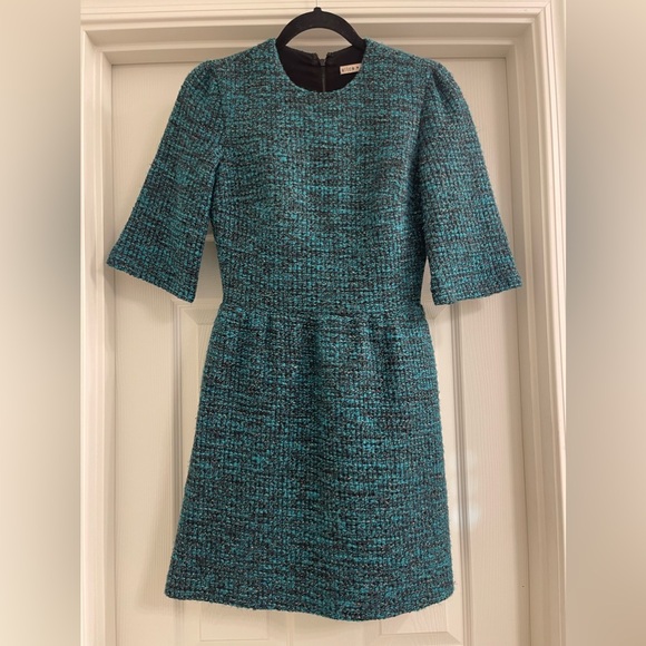 Women’s Alice + Olivia Glenys Short-Sleeve Tweed Dress Teal Size 0 - Picture 5 of 9